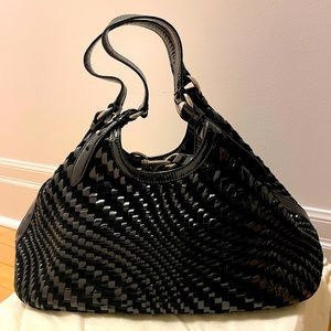 Cole Haan black suede and patent leather bag